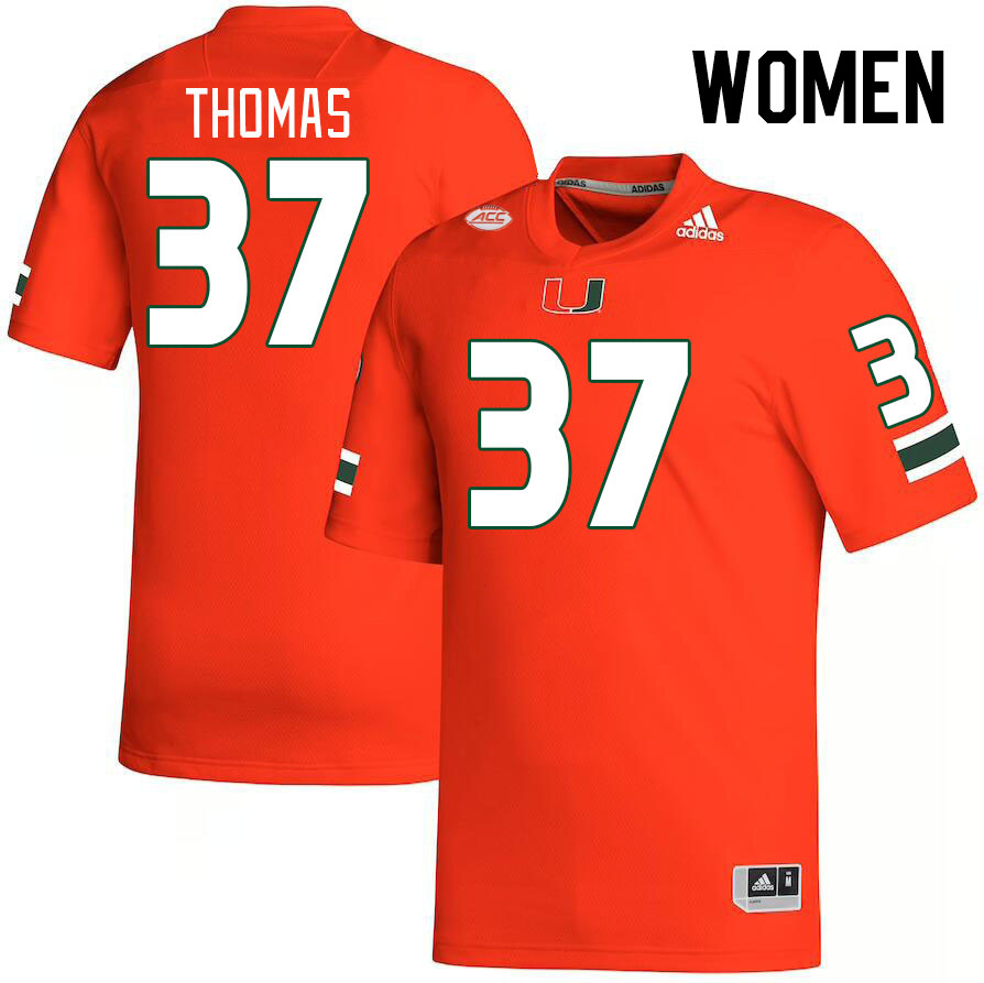 Women #37 Isaiah Thomas Miami Hurricanes College Football Jerseys Stitched-Orange